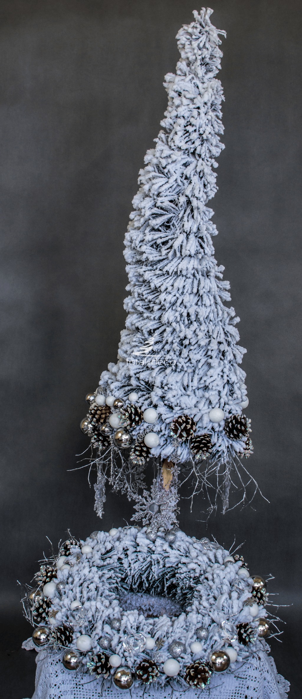zestawy świąteczne dekoracje bożonarodzeniowe komplet choinka stroik ośnieżona oprószona śniegiem nowoczesna kompozycja