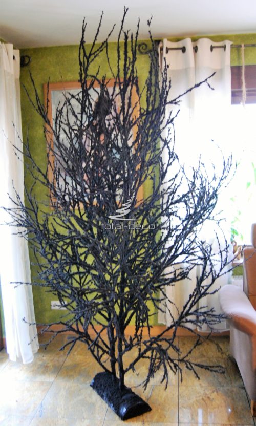 Czarne drzewa dekoracyjne oryginalny pomysł na wystrój oryginalana nowoczesna dekoracja świąteczna całoroczna czarna na pniu ośnieżona