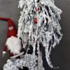 Choinka stroik ze skrzatem nowoczesne dekoracje bożonarodzeniowe ośnieżone ozdoby świąteczne choinka na pniu
