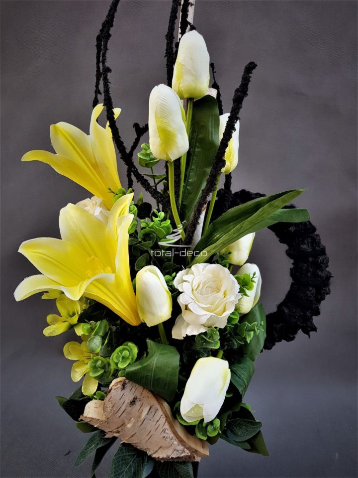 bukiet z sztucznych kwiatów do wazonu na cmentarz -e stroiki na cmentarz