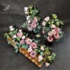 różowy zestaw nagrobny z 2 bukietami do wazonu