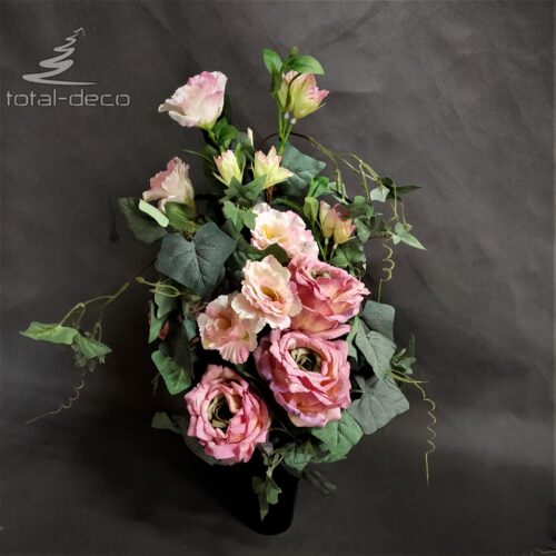 różowy bukiet nagrobny ze sztucznych kwiatów